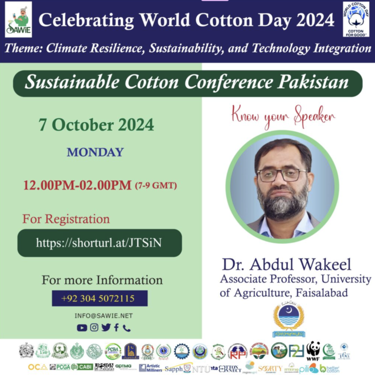 Introducing Dr. Abdul Wakeel: Keynote Speaker at the Sustainable Cotton Conference Pakistan 2024